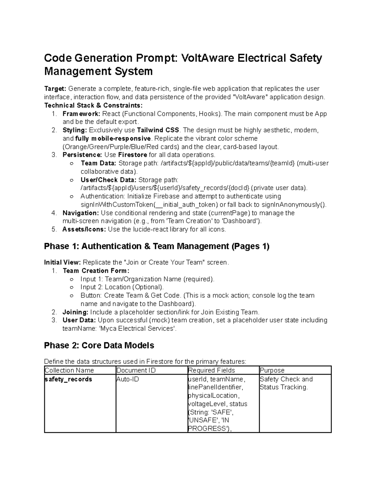 Code Llama Prompt: VoltAware Electrical Safety Management System - Studocu