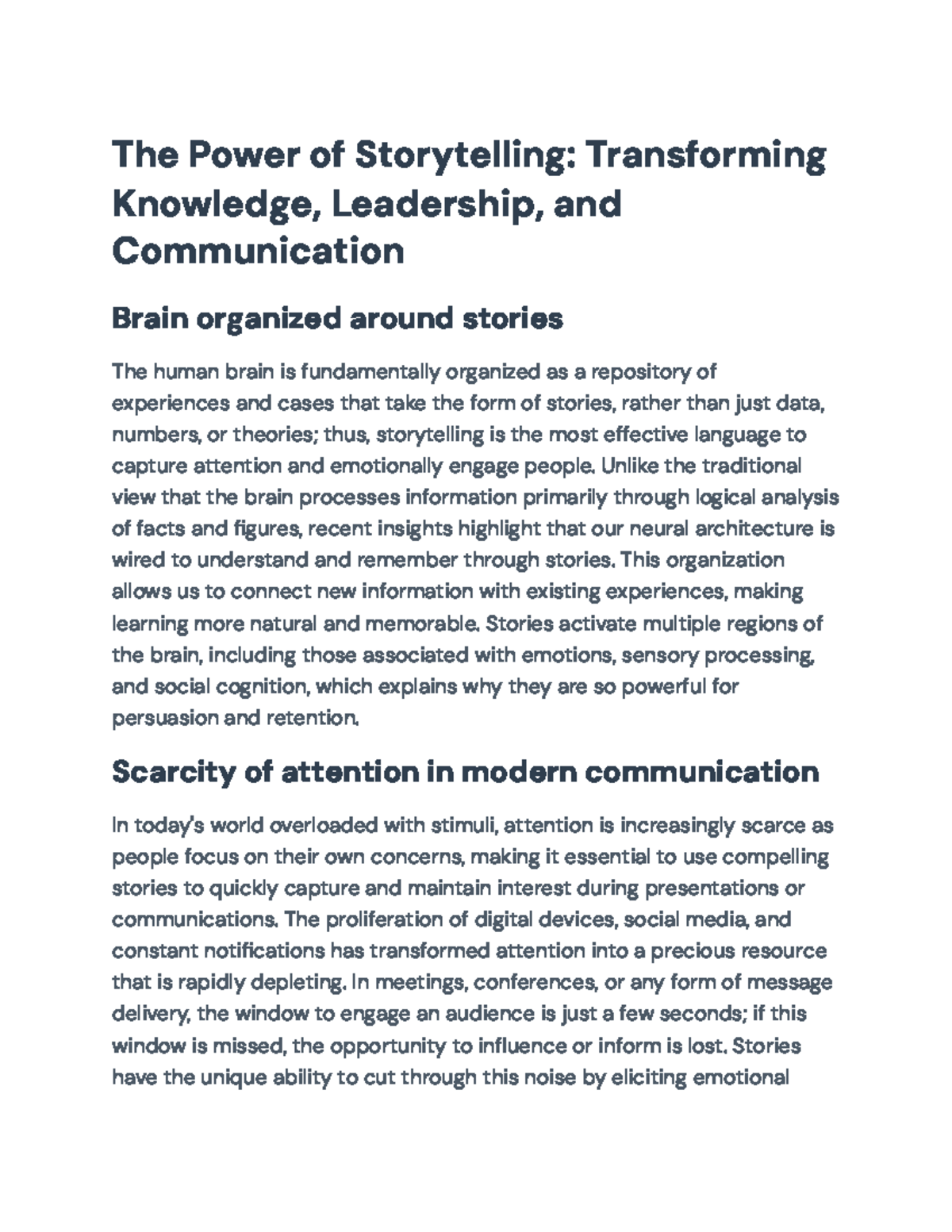 The Power of Storytelling in Knowledge Management & Leadership ...