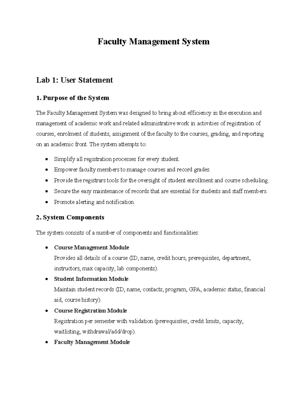 Lab 1-4: User Statement Analysis & Use Case Development for Uni Mgmt ...