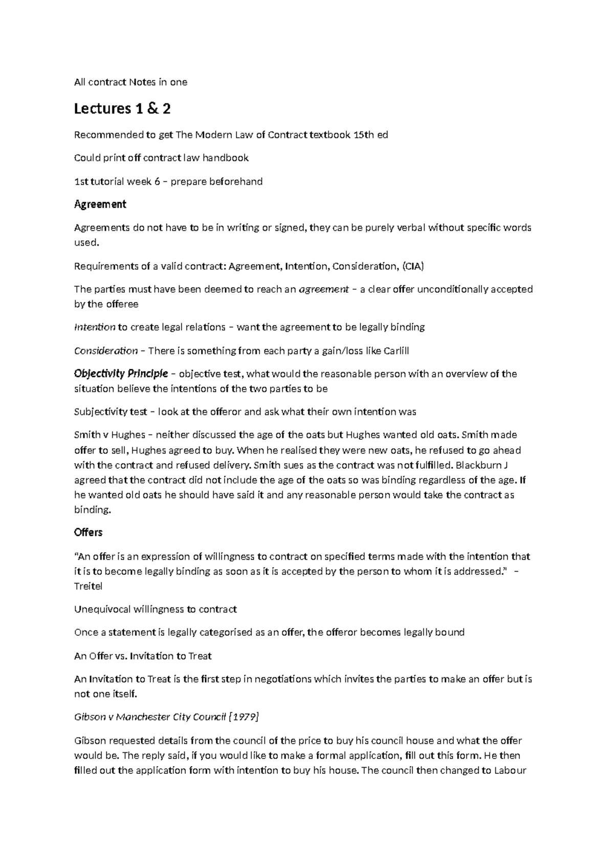 All contract Notes in one - All contract Notes in one Lectures 1 & 2 ...