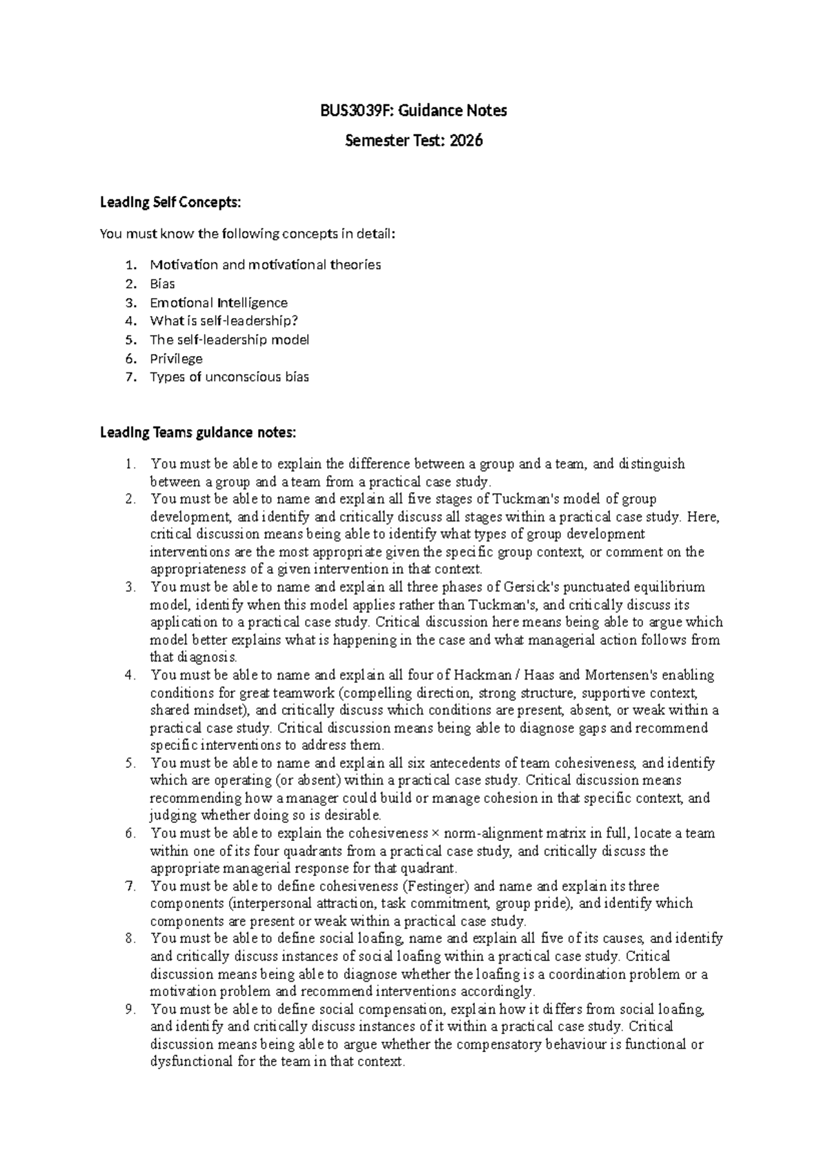 BUS3039F: Additional Guidance Notes for Semester Test 2026 - Studocu