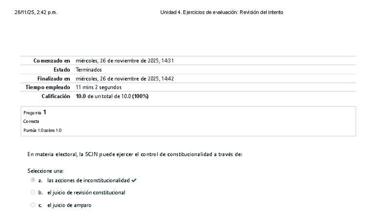 Unidad 4: Ejercicios de Evaluación y Revisión del Intento - Studocu