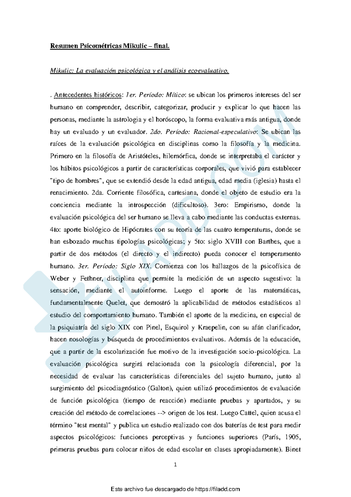 Resumen Psicometricas Mikulic final - 1 Resumen Psicométricas Mikulic ...