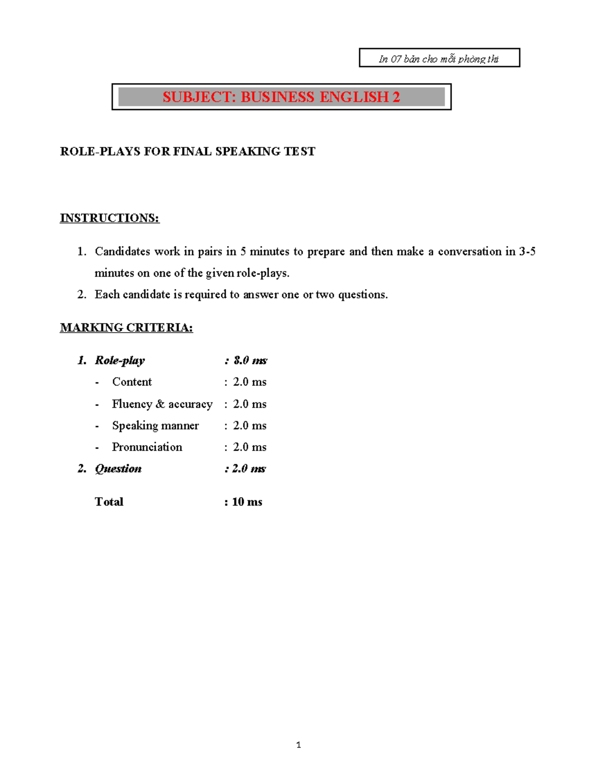 BUSINESS ENGLISH 2: FINAL SPEAKING TEST FLOWCHARTS - Studocu
