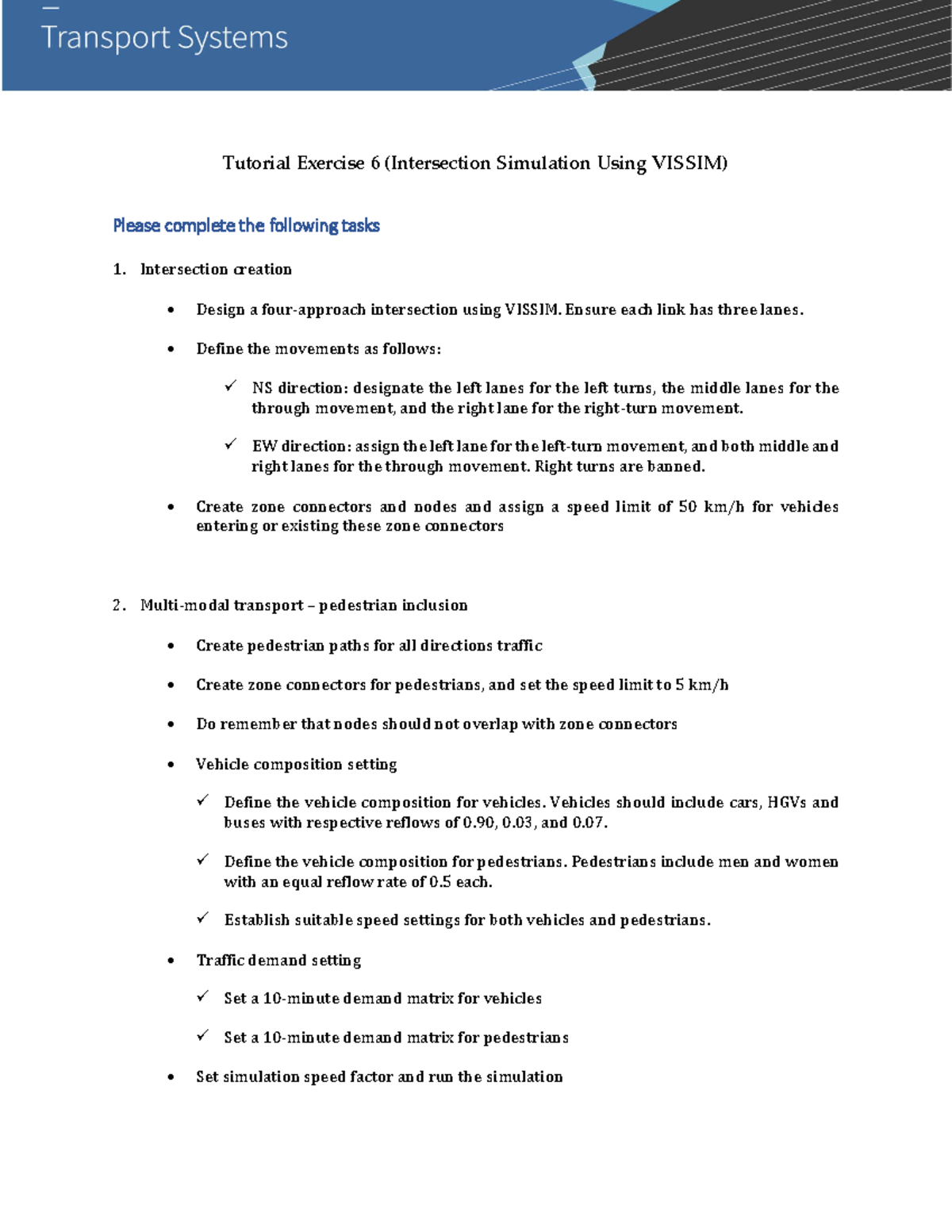 VISSIM Tutorial 6: Intersection Simulation & Multi-Modal Transport ...