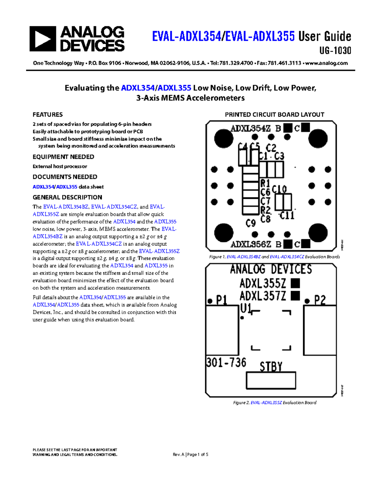 ADXL354/355 Evaluation Board User Guide (Rev. A) - Studocu