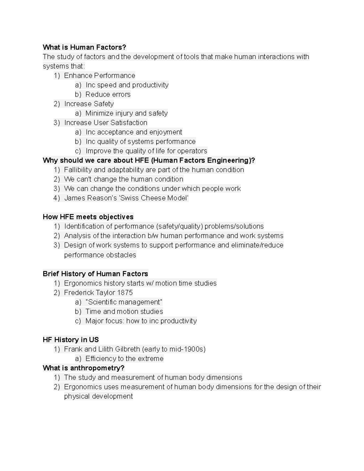 Human Factors and Ergonomics: Exam Review Notes (Course Code 4285 ...