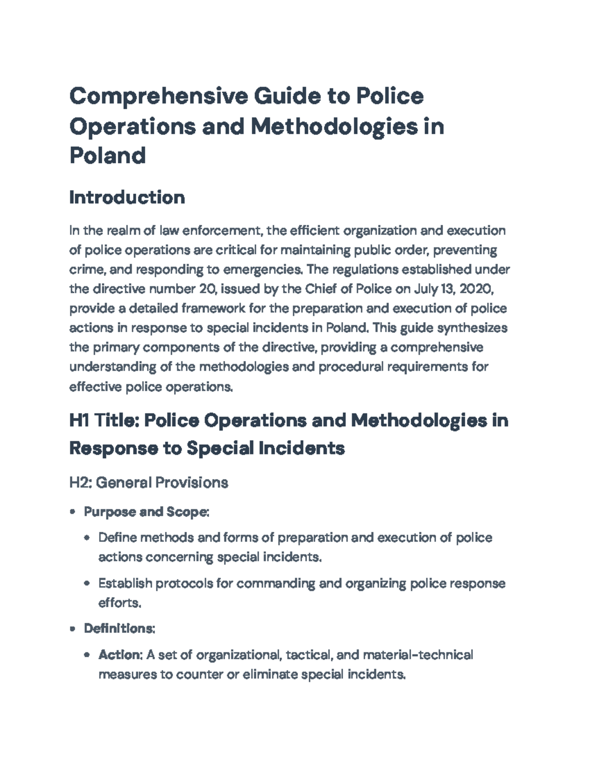 Comprehensive Guide to Police Operations in Response to Special ...