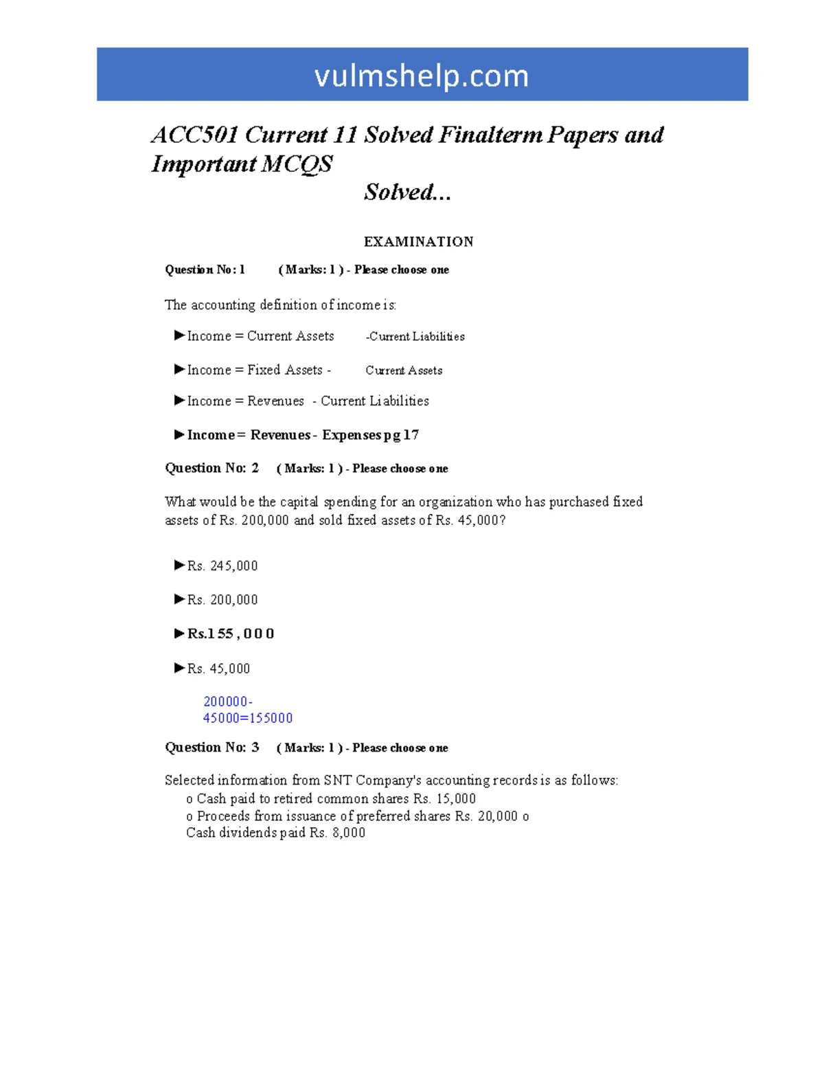 CS101 Final Paper 2020 Current by VU Answer - vuanswer SUBSCRIBE OUR ...
