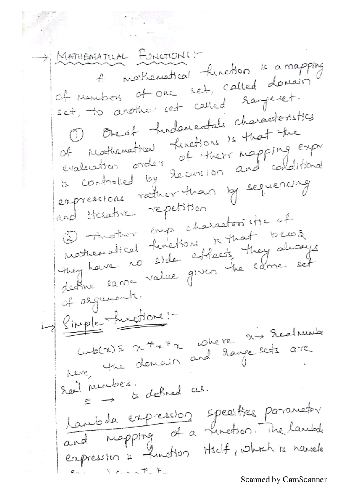 Ppl unit 5 - ppl notes - MATHEMATICAL A mathematical function is a ...