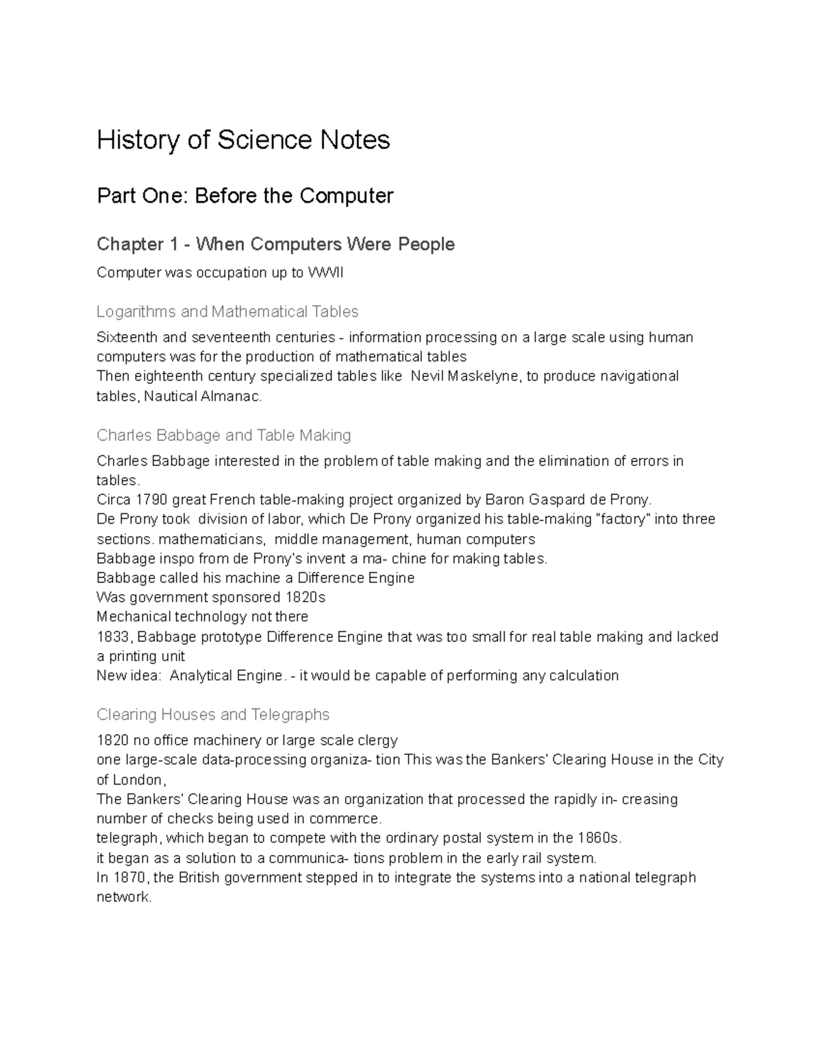 HIS 2000: Comprehensive Notes on the History of Science and Computing ...