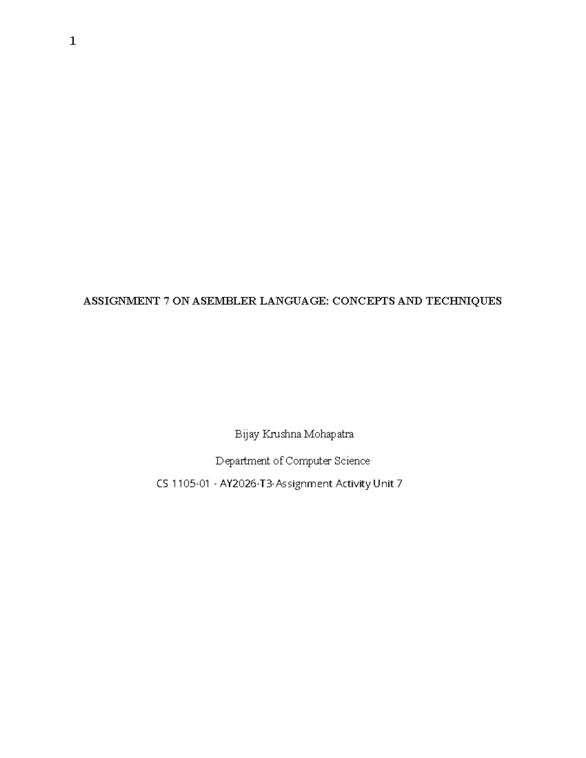 CS 1105-01 - AY2026-T3 Assignment 7: Assembly Language Stack for String ...