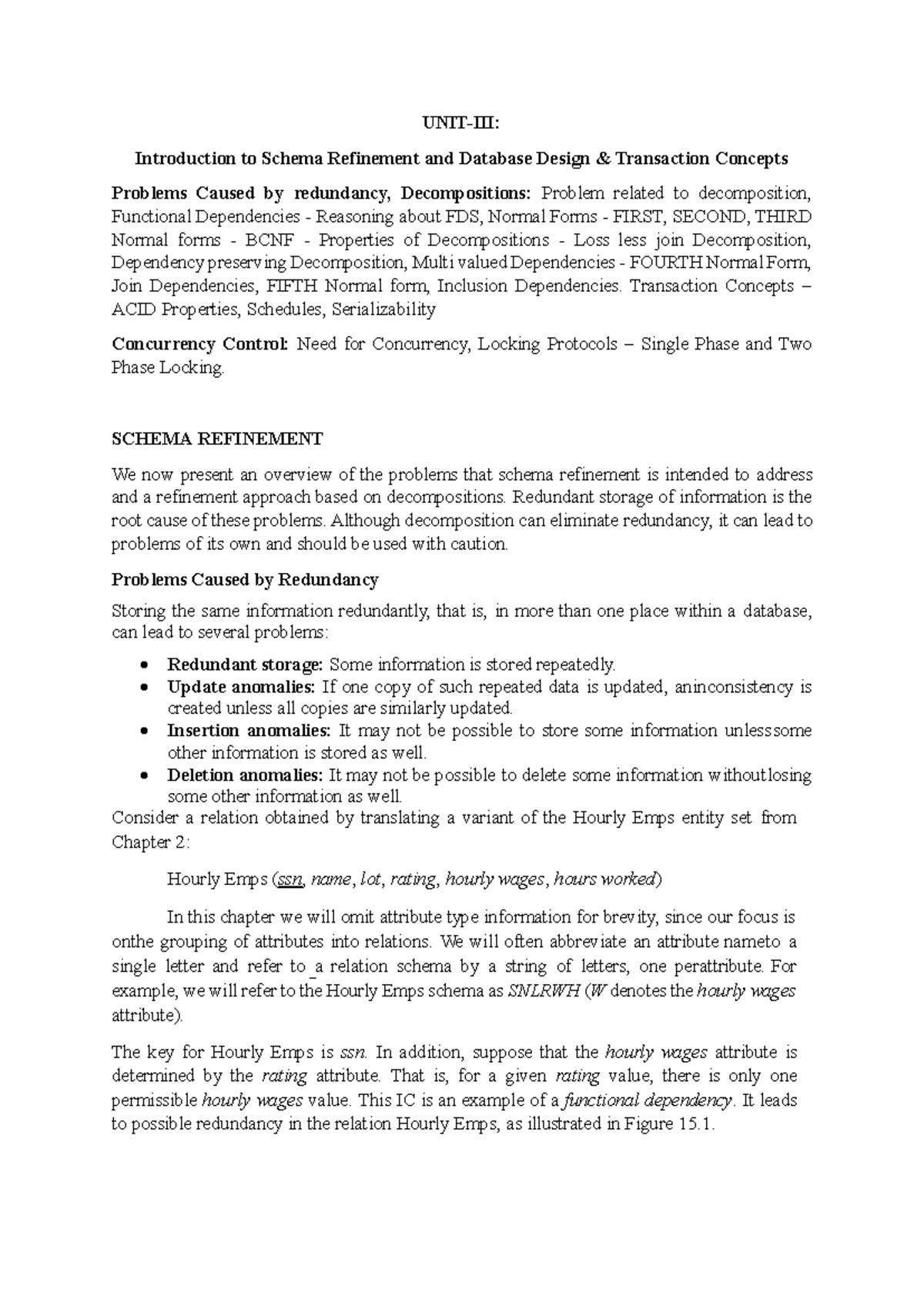 DMS 301: Schema Refinement & Database Design Concepts Notes - Studocu