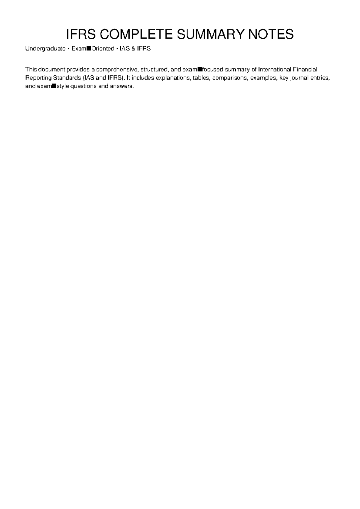 IFRS COMPLETE SUMMARY NOTES - UNDERGRADUATE GUIDE - Studocu