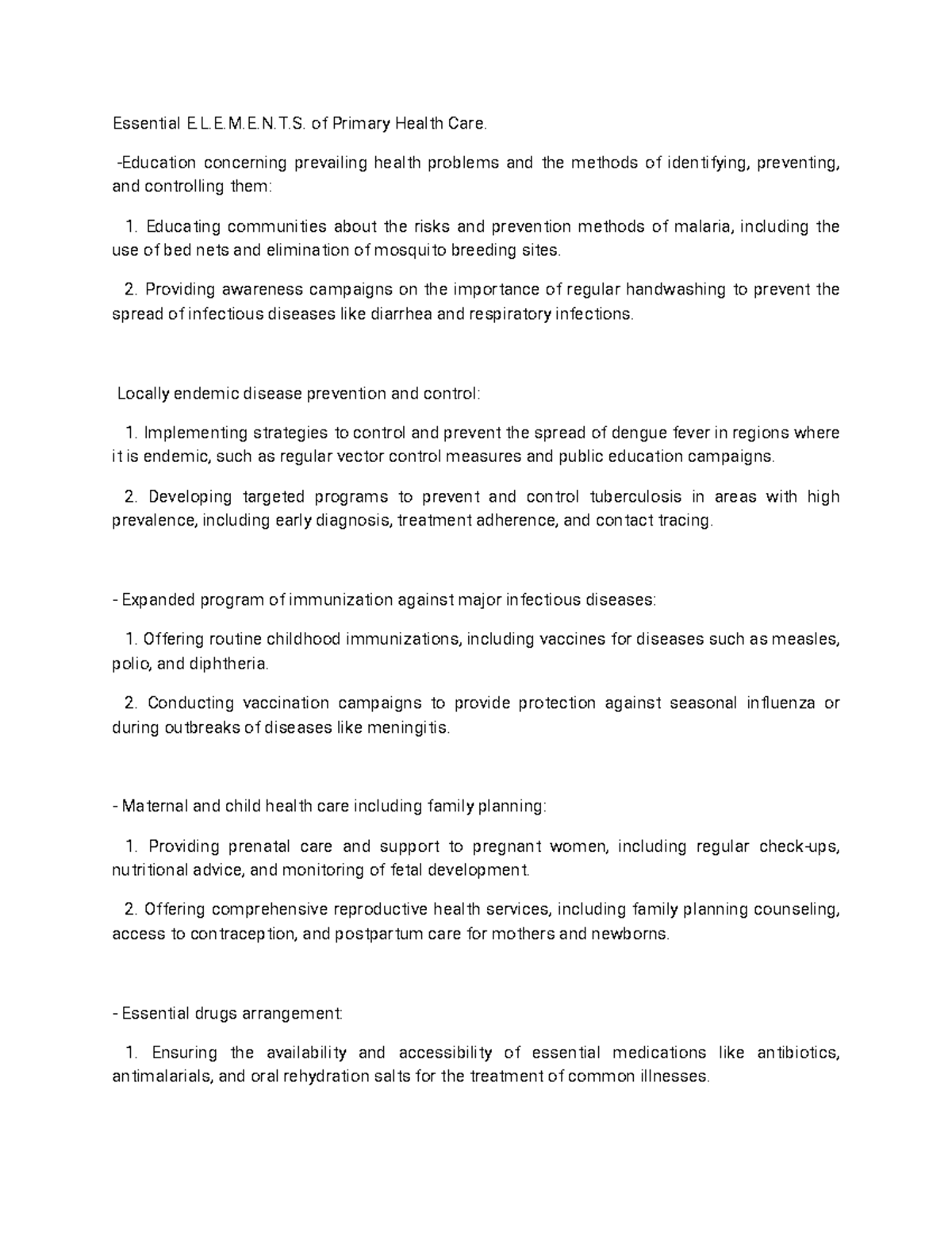E.L.E.M.E.N.T. of Primary Health Care: Key Components and Strategies ...