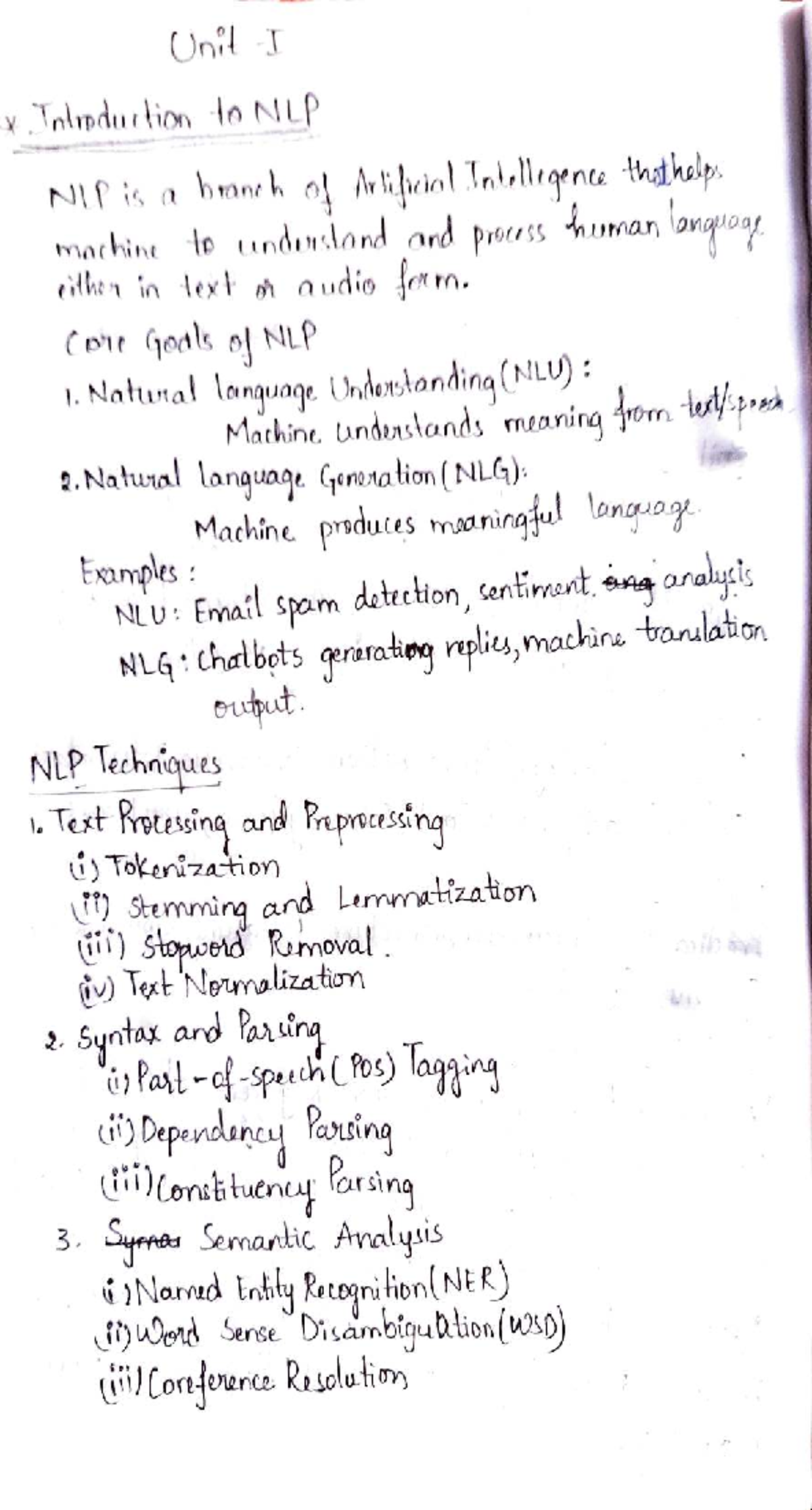 NLP Unit I: Introduction to Natural Language Processing (MTech) - Studocu