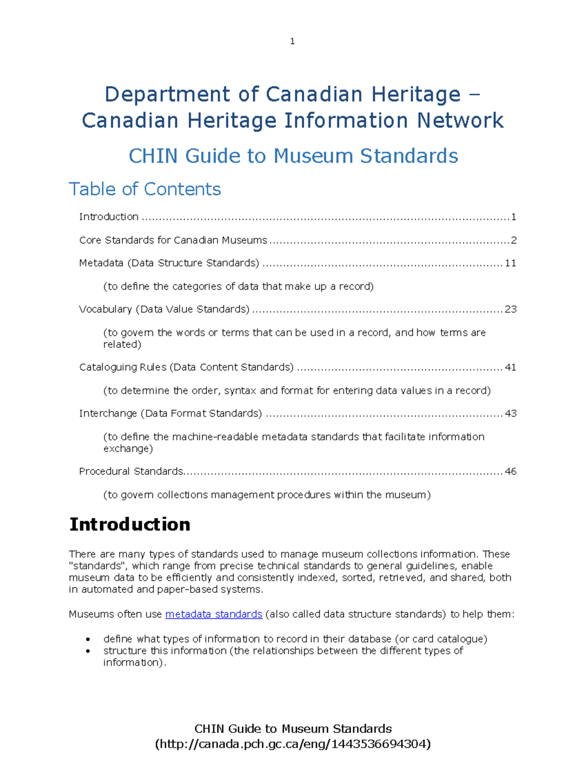 CHIN Guide to Museum Standards: Doc & Collection Management - Studocu