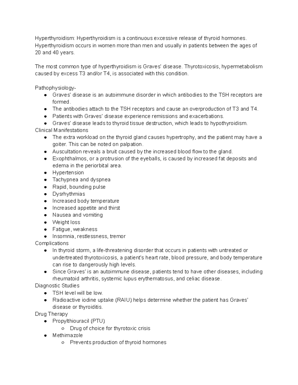 Hyperthyroidism & Thyroiditis Overview: Key Concepts & Management - Studocu