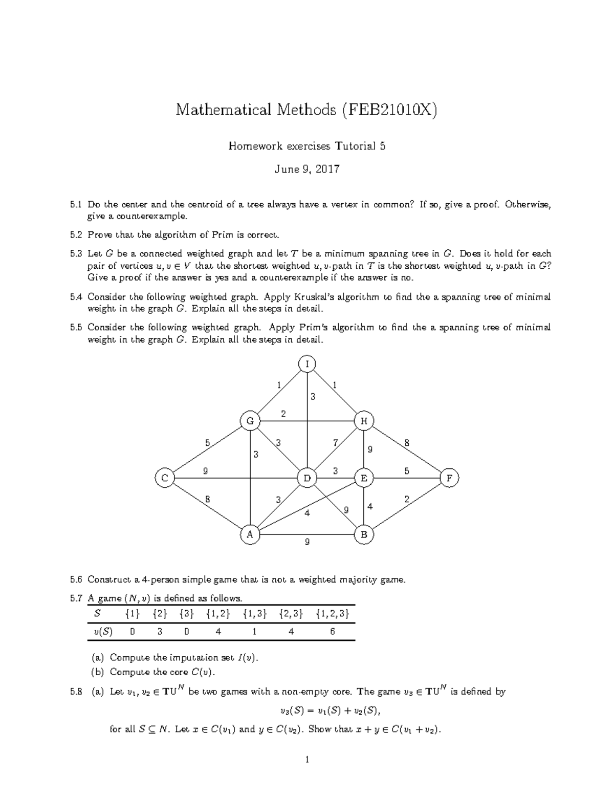 Mathematical Methods (FEB21010X) Homework Exercises - Tutorial 5 ...