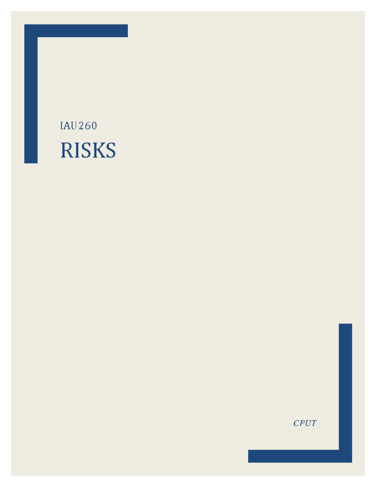 IA2 Risks - This document is based on chapter 5 of the Internal ...