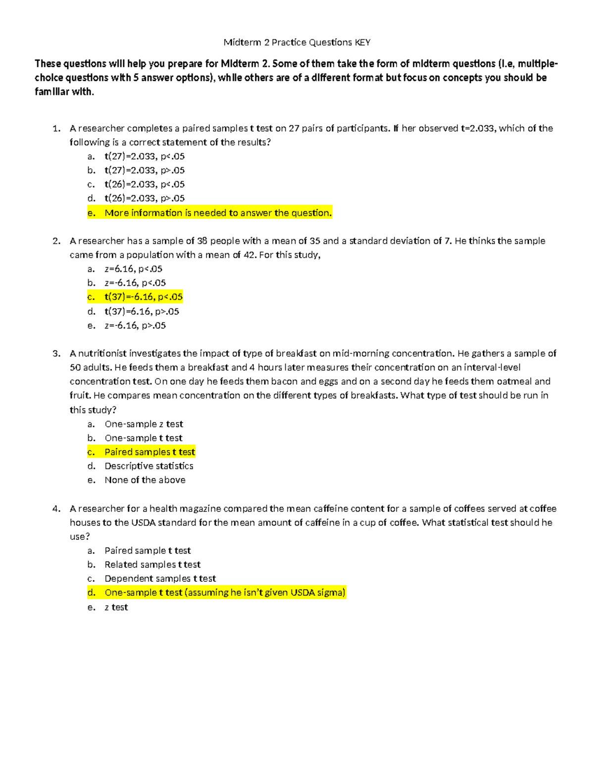 Midterm 2 Practice Questions & Answers for Exam Prep - Studocu
