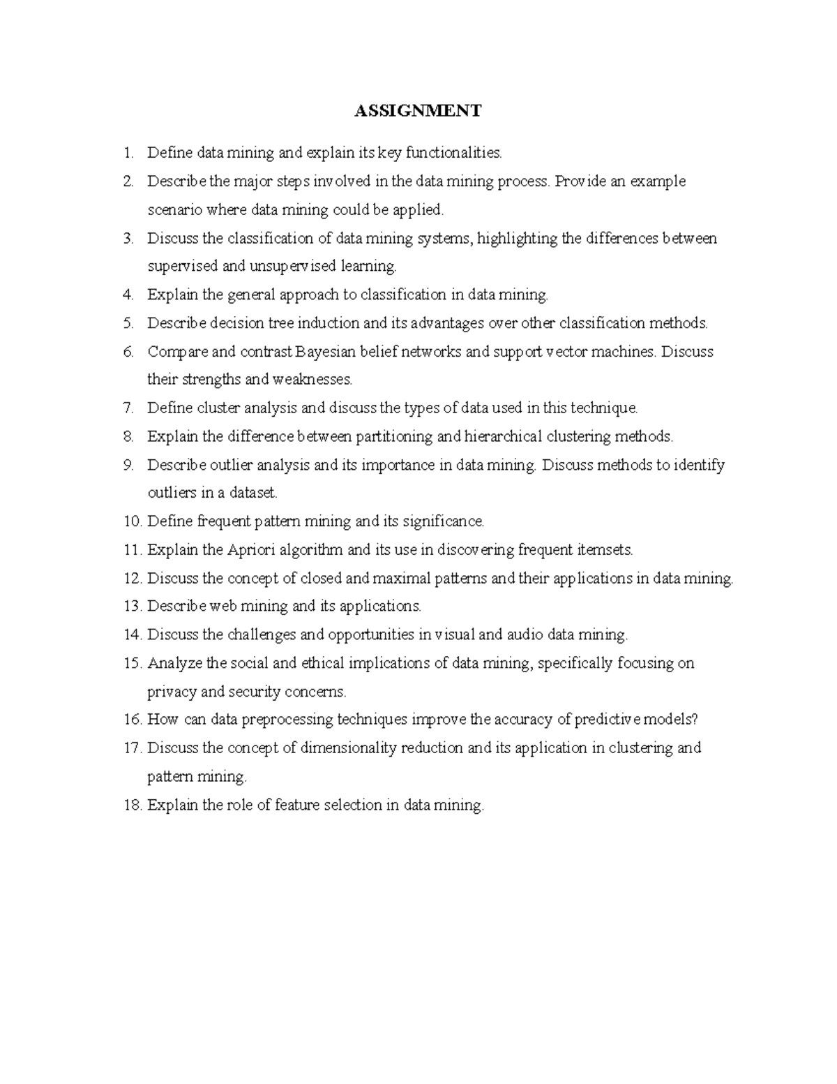 DM Assignment - These are Important questions of Data Mining ...