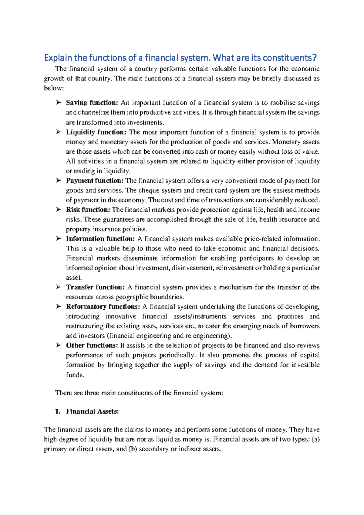 IP Assignment - Functions and Constituents of Financial Systems - Studocu