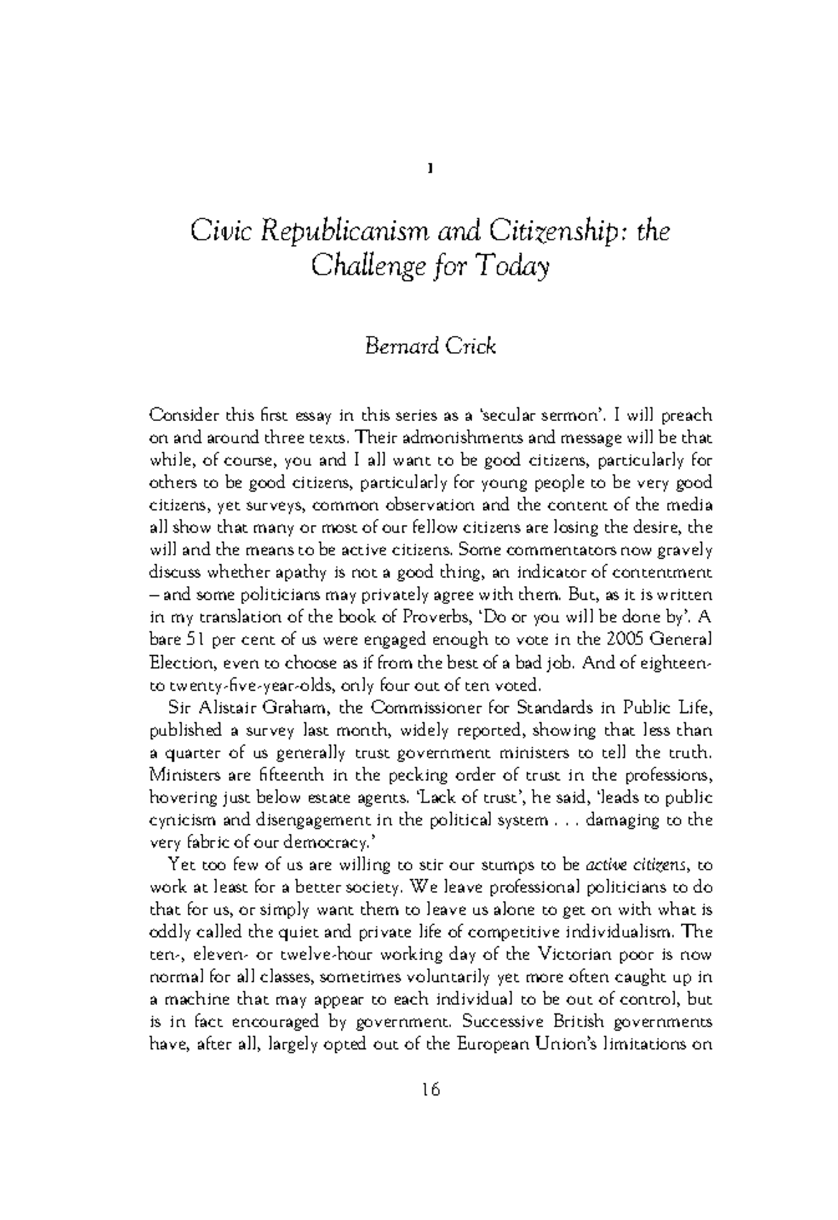 Civic Republicanism and Active Citizenship: A Modern Perspective (M2290 ...