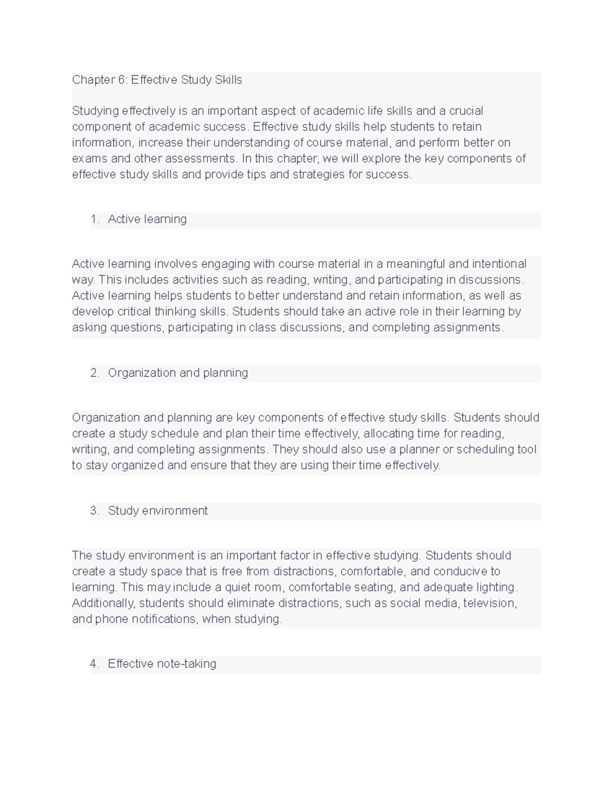 College Success Chapter 6: Mastering Effective Study Skills - Studocu