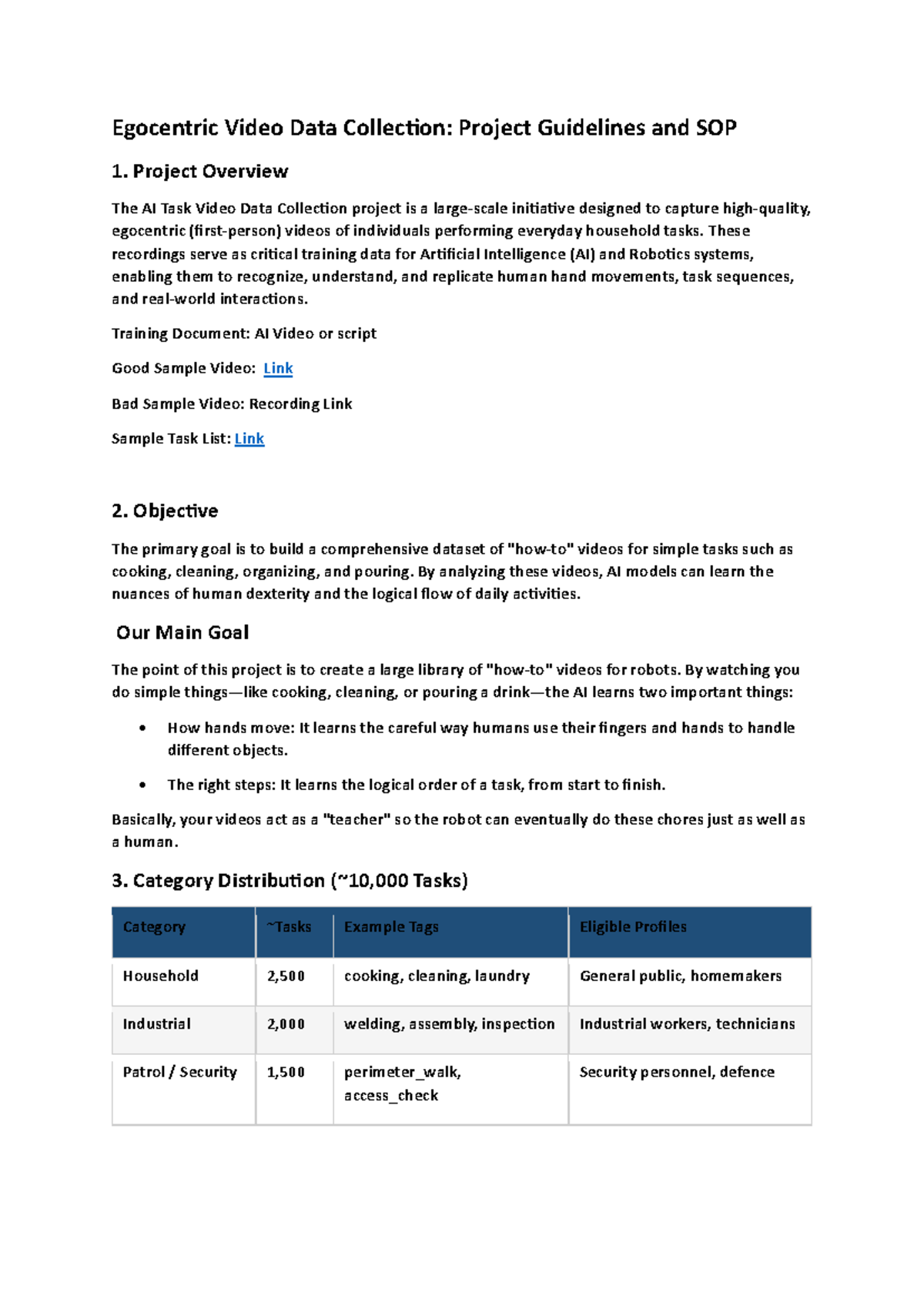 Egocentric Video Data Collection: Project Guidelines & SOP - Studocu