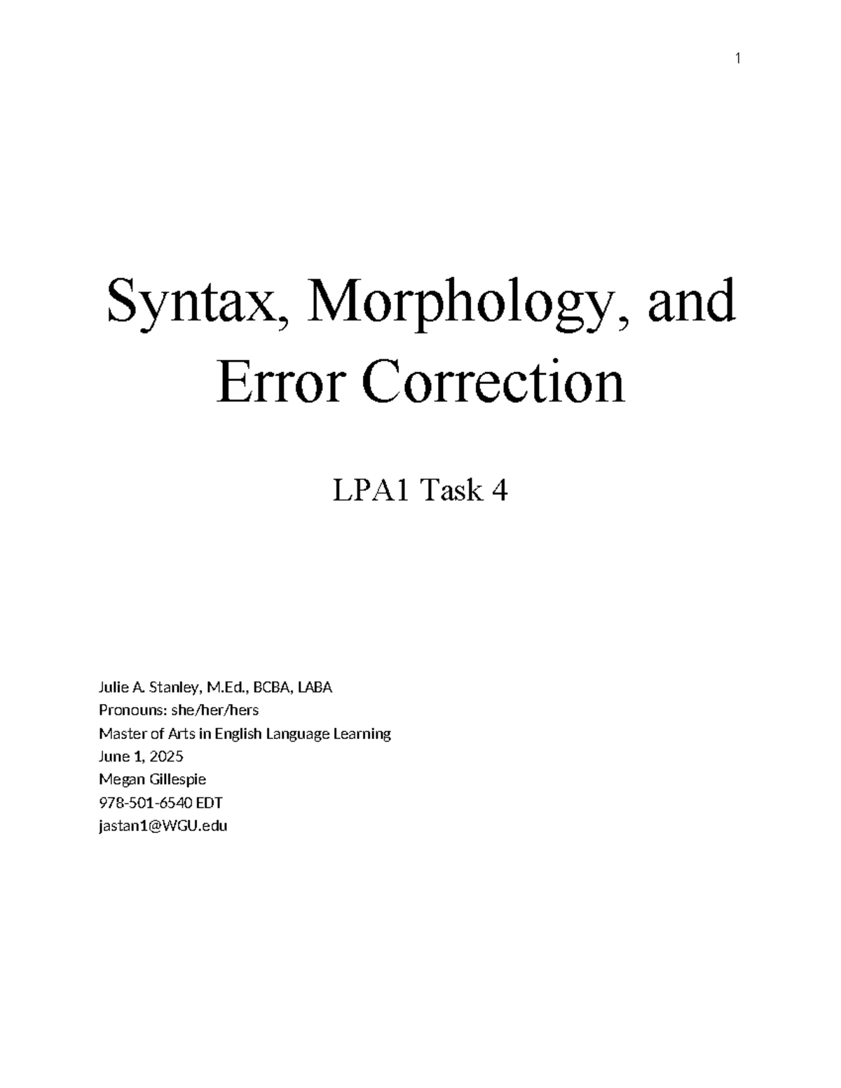 Task 4 LPA1: Syntax, Morphology, and Error Correction in Young Learners ...