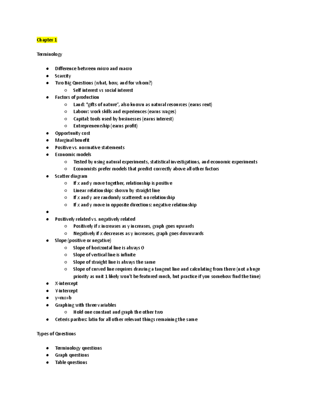 ECON 1050 Final Exam Chapter Summaries and Key Concepts - Studocu