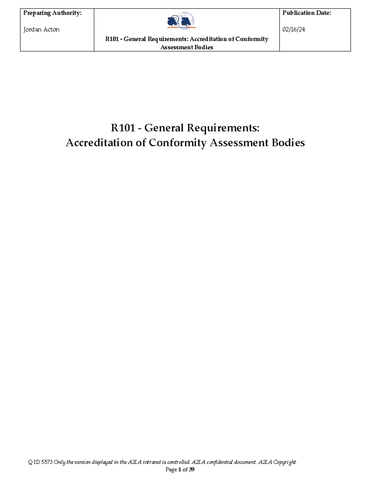 R101 General Requirements for Accreditation of Conformity Assessment ...