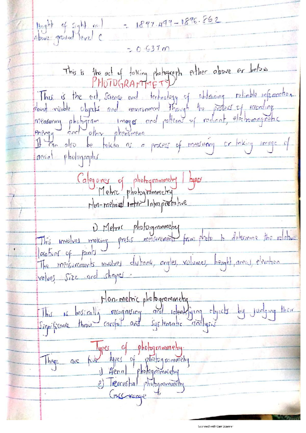Survey Photogrammetry: Comprehensive Notes and Insights - Studocu