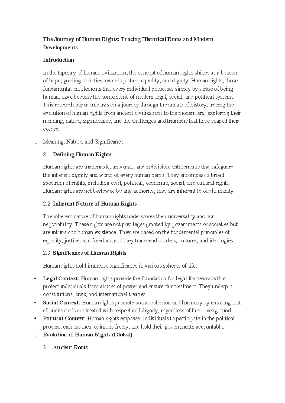 Human Rights Research Paper: Historical Roots & Modern Developments ...