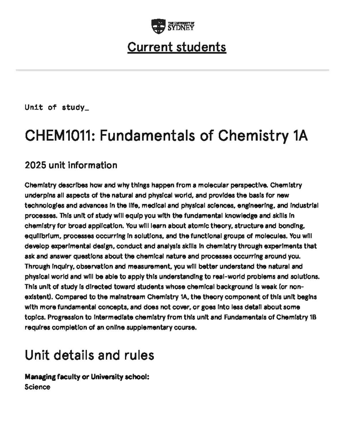 CHEM1011 Fundamentals of Chemistry 1A - ! "# $ - Studocu