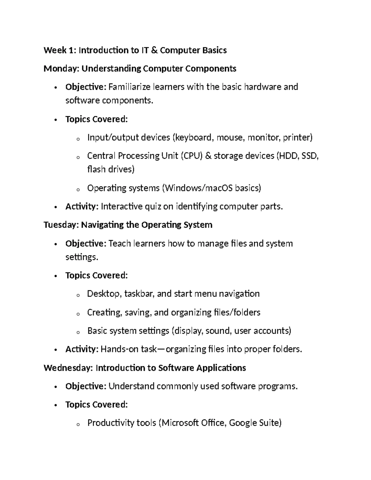 CIS 101: Essential Computer Hardware Components Overview - Studocu