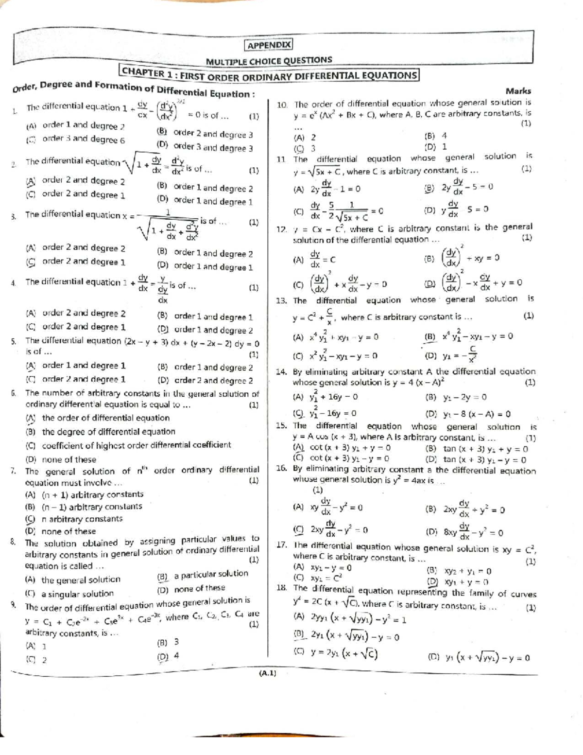 M2 ENGINEERING MATHEMATICS I MCQs - Comprehensive Study Notes - Studocu