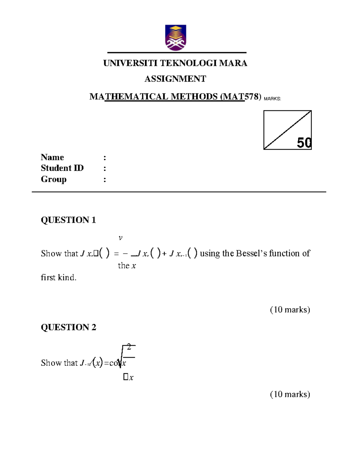 Individual Assignment MAT578 - UNIVERSITI TEKNOLOGI MARA ASSIGNMENT ...