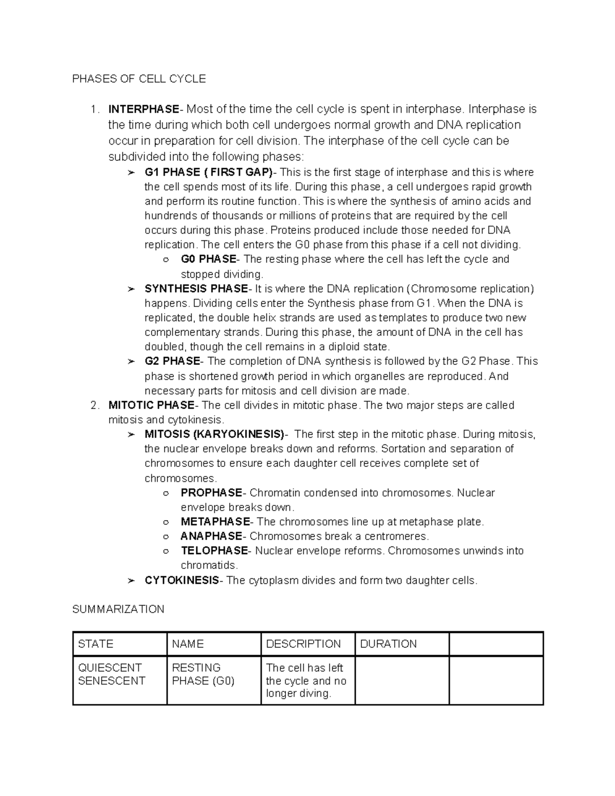 PHASES OF LIFE CYCLE - PHASES OF CELL CYCLE 1. INTERPHASE- Most of the ...