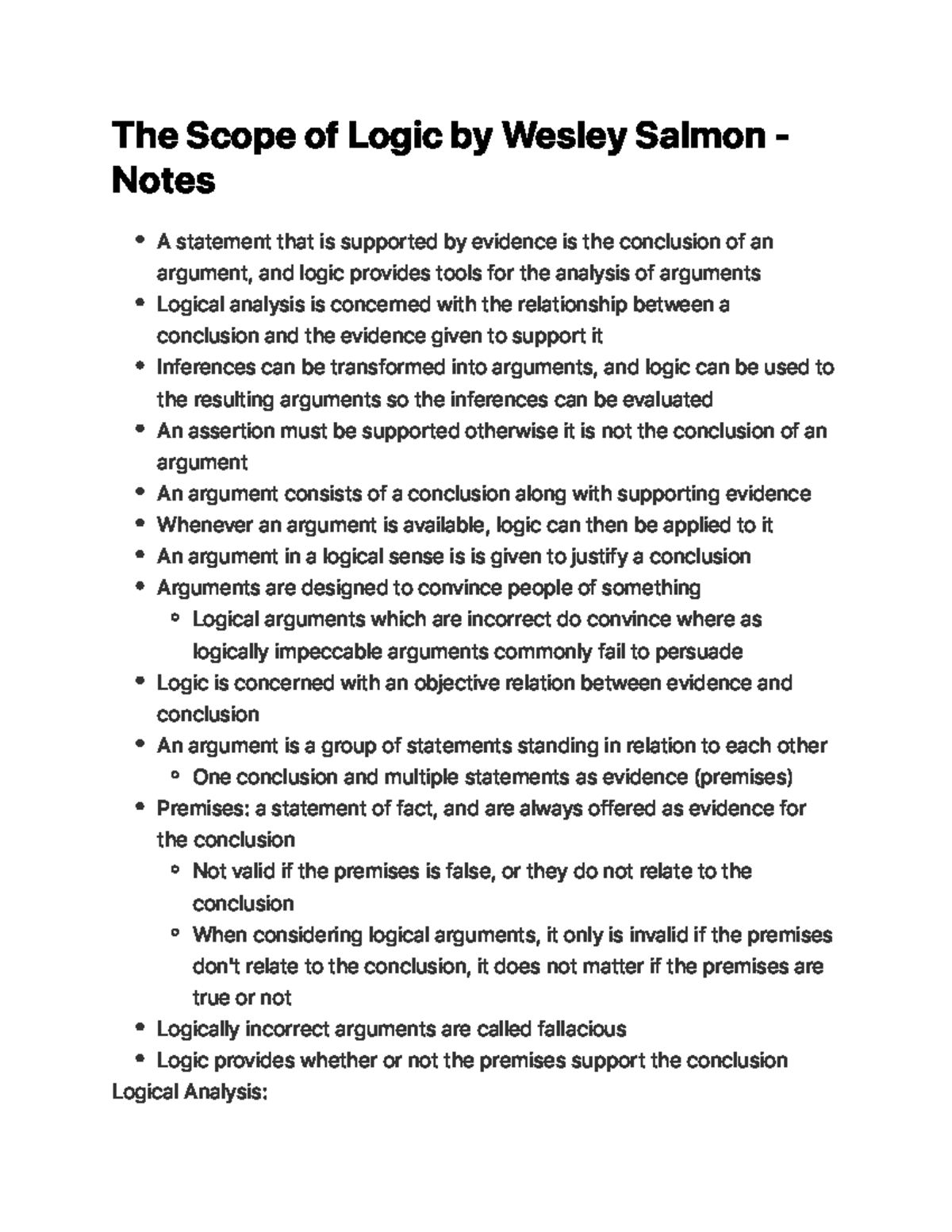 Logic: The Scope of Logic by Wesley Salmon - Summary Notes - Studocu