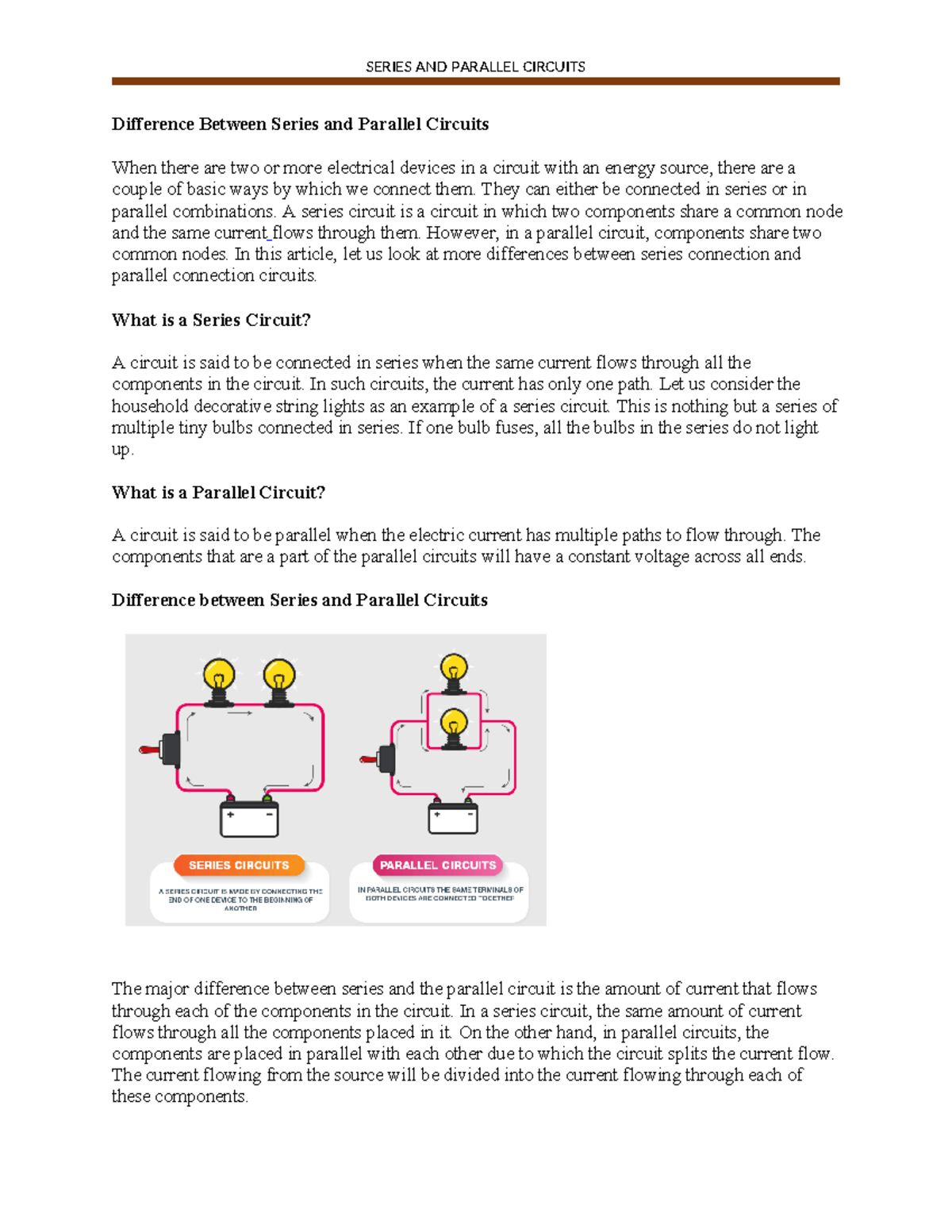 Difference Between Series and Parallel Circuits - SERIES AND PARALLEL ...