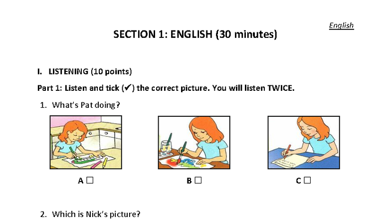 G6 Mock Test: English & Math Practice Exam - Studocu