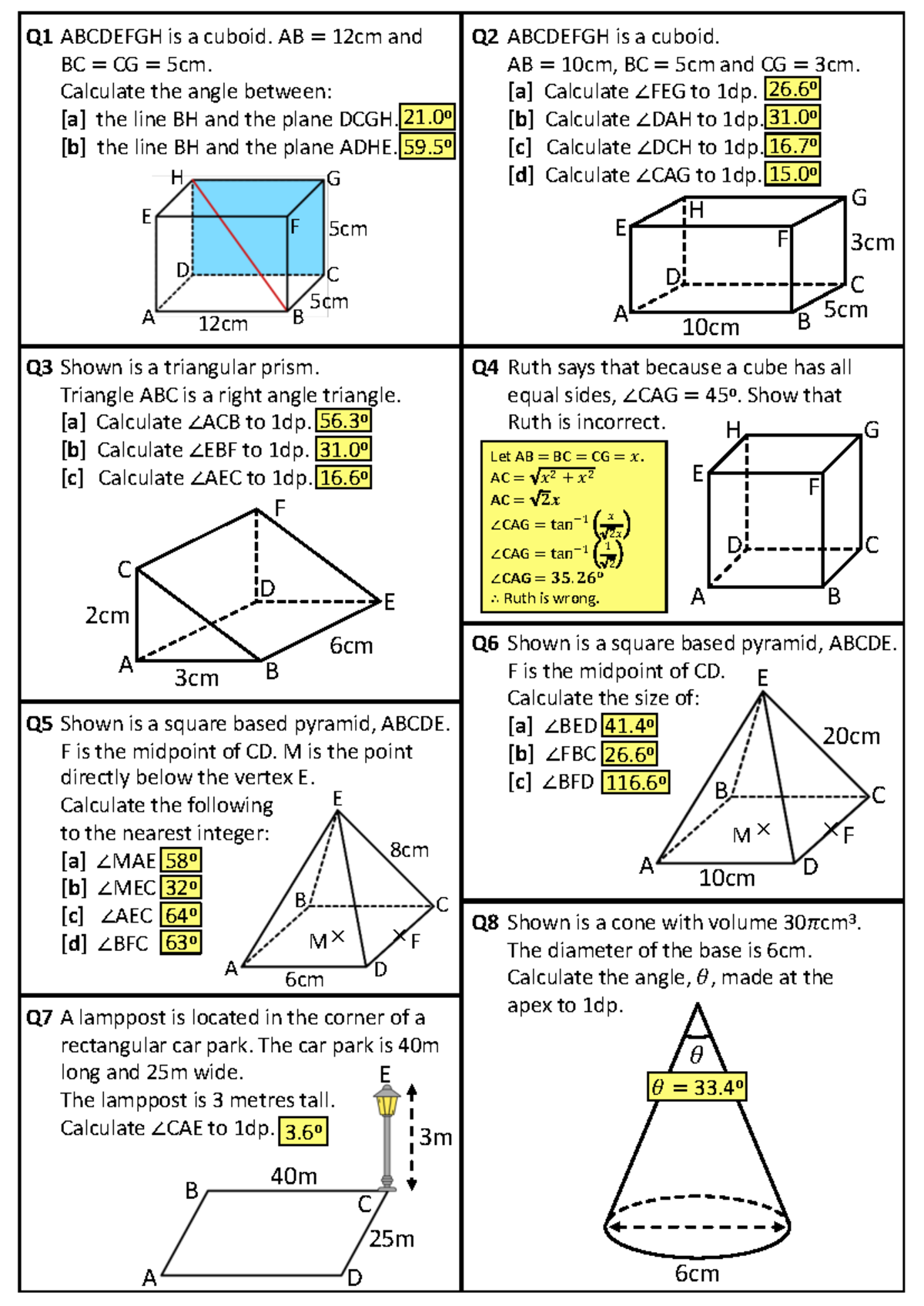 Geometry Practice Questions for Cuboids and Prisms - Studocu