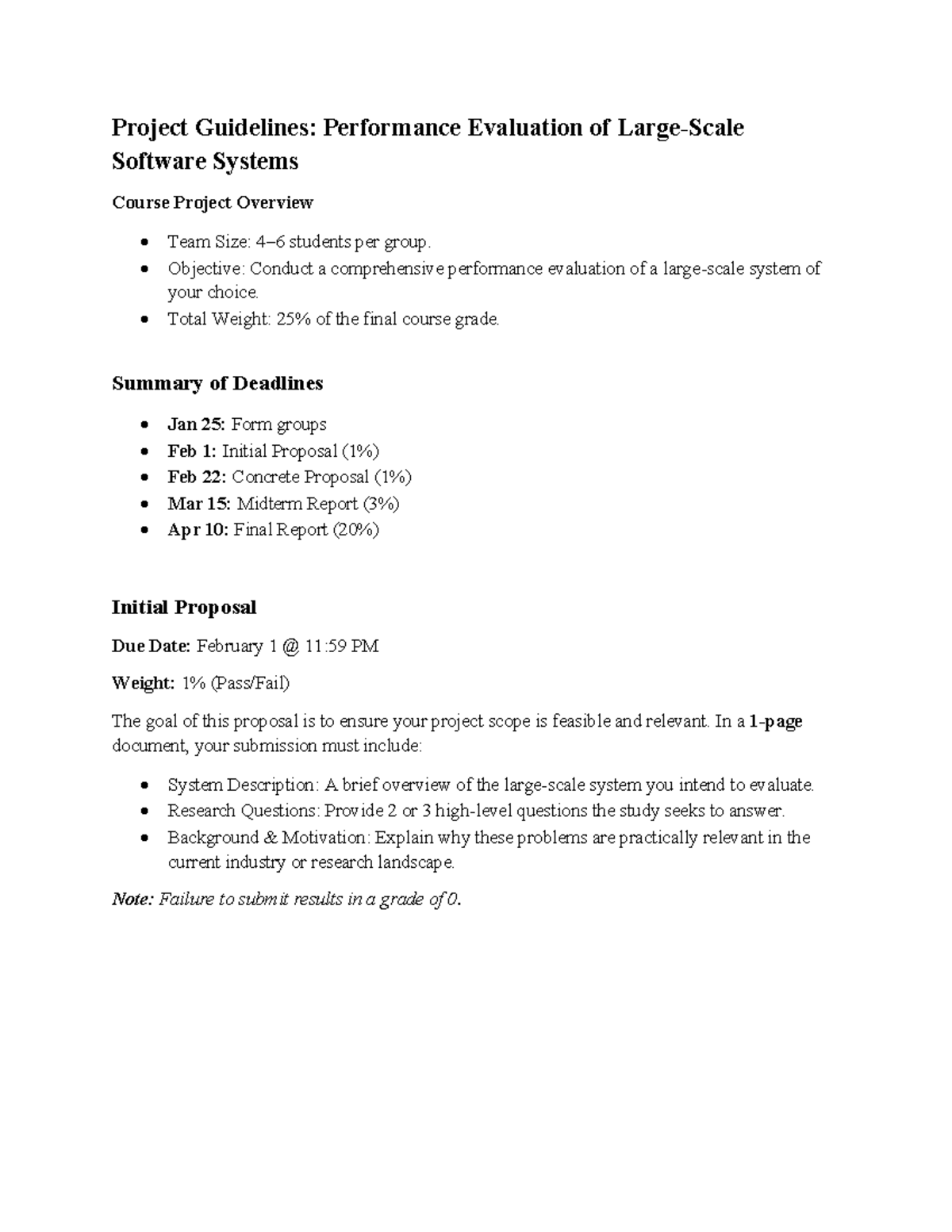 Performance Evaluation of Software Systems: Project Guidelines - Studocu