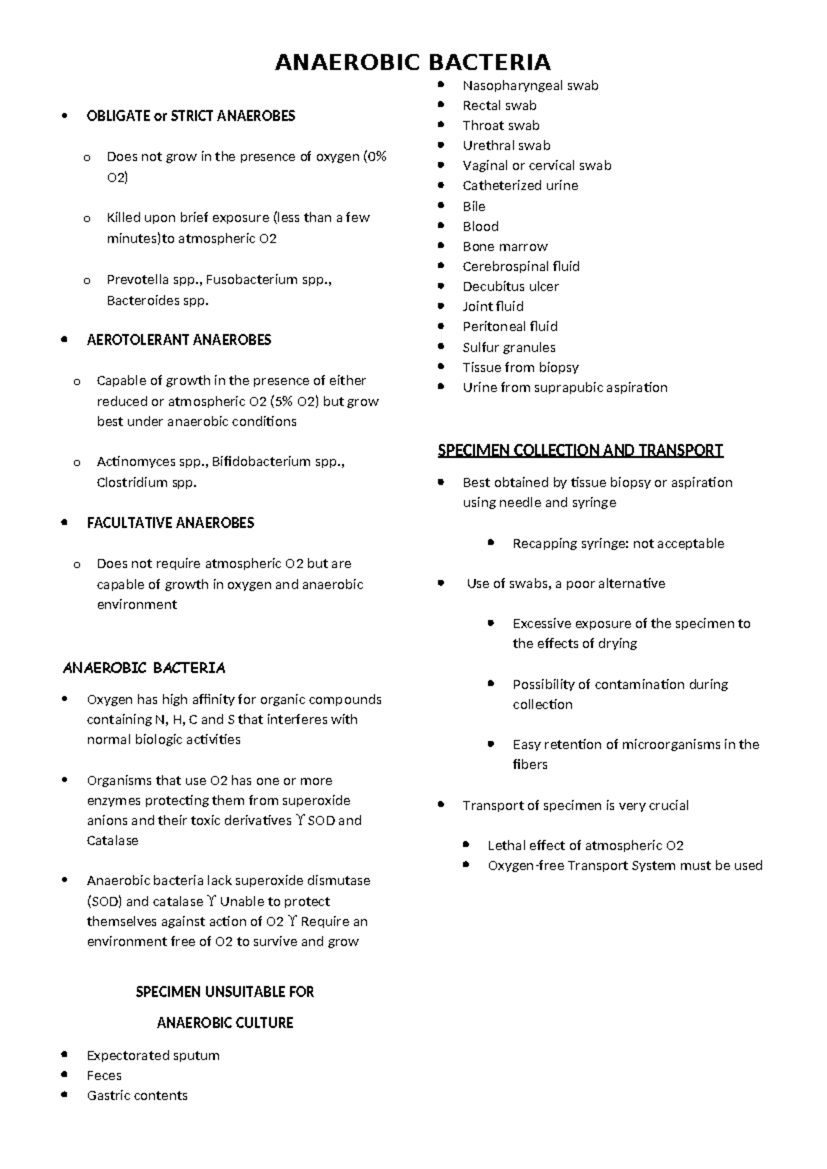 Anaerobic Bacteria: Overview and Specimen Collection (Bacteriology ...