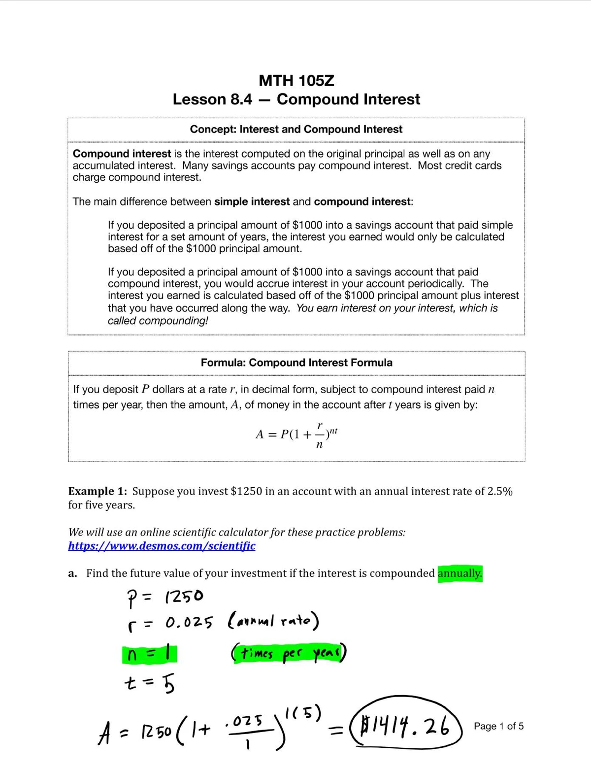 MTH 105Z Lesson 8.2: Understanding Income Tax Calculation Concepts ...