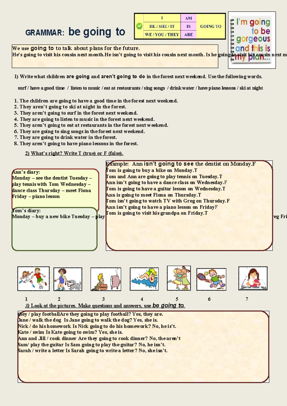 Grammar: Using 'Be Going To' for Future Plans and Activities - Studocu