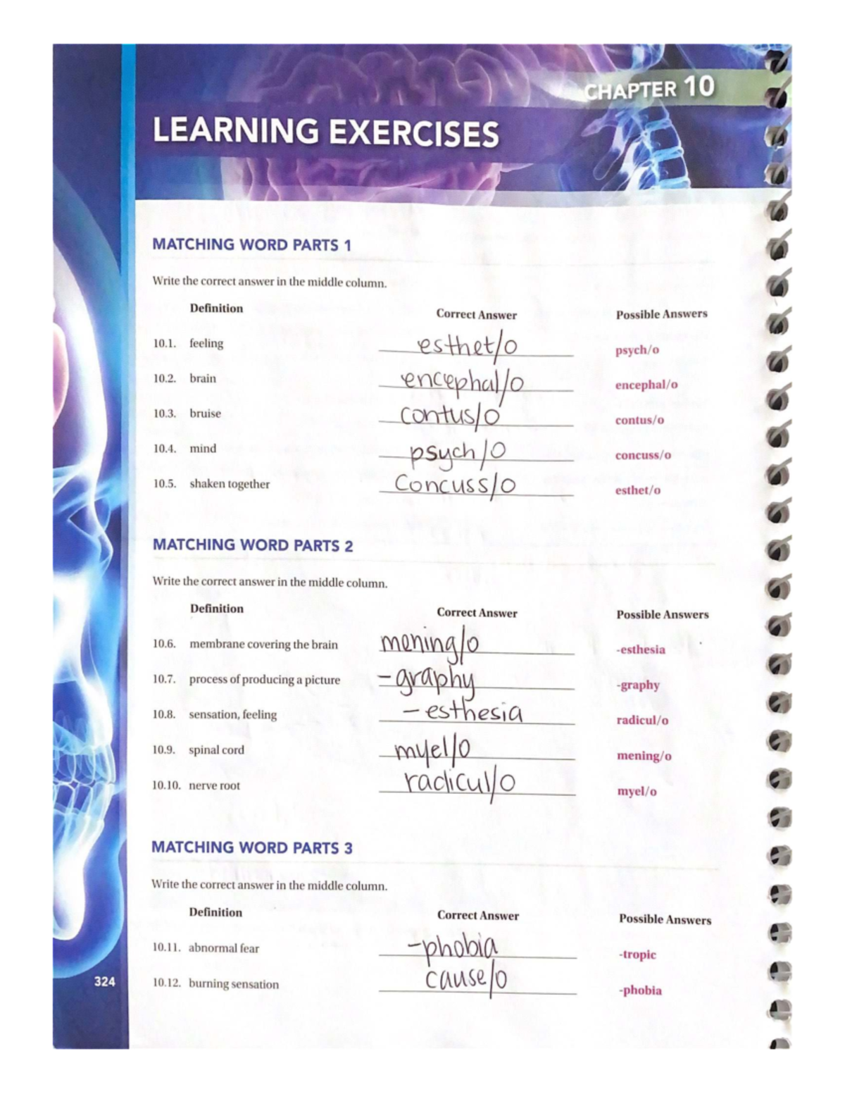 CHAPTER 10 LEARNING EXERCISES: MATCHING & DEFINITIONS - Studocu