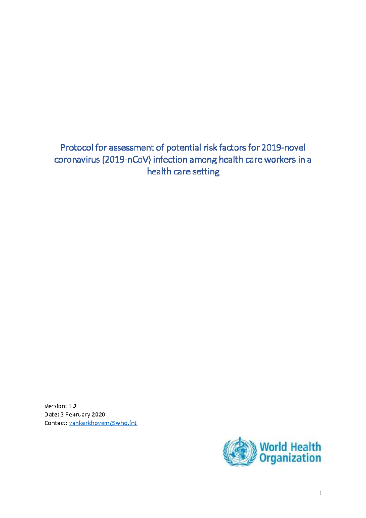 Protocol for Assessing COVID-19 Risk Factors Among Health Care Workers ...